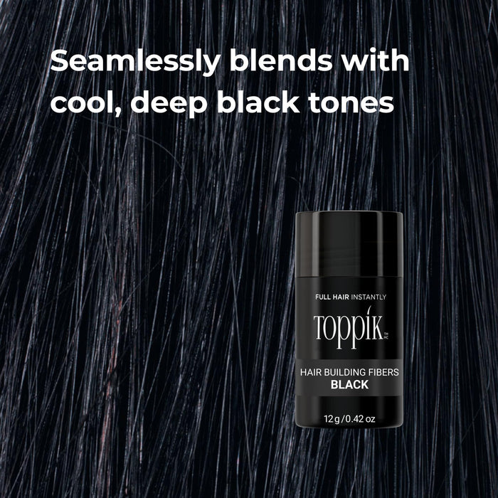 Toppik Hair Building Fibers, BLACK, 12g Fuller Looking Hair