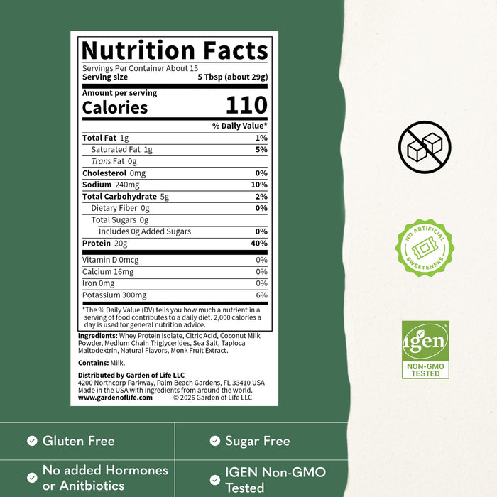 Garden of Life Clear Whey Protein Powder Lemon Frost Flavored, 15.3 oz