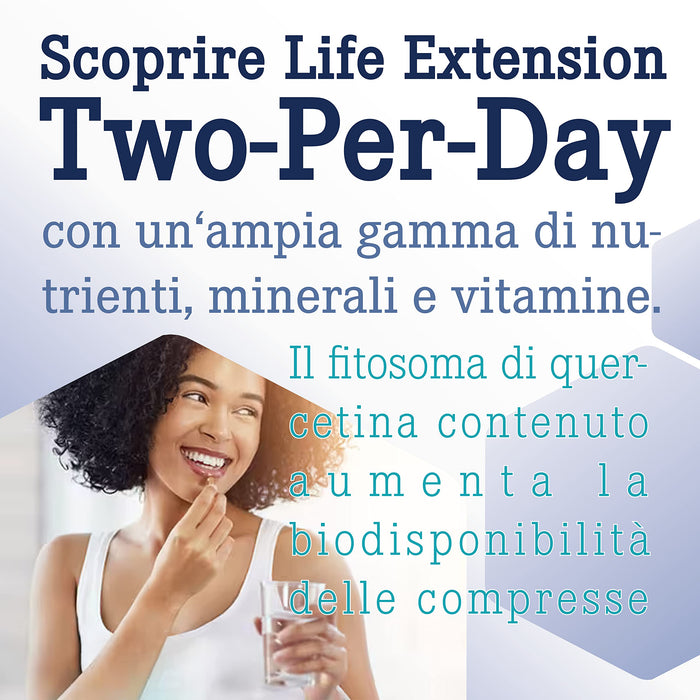 Life Extension, Multivitamin Two per Day, 120 Compresse, Testato in Laboratorio, Senza Glutine, Senza Soia, Non OGM