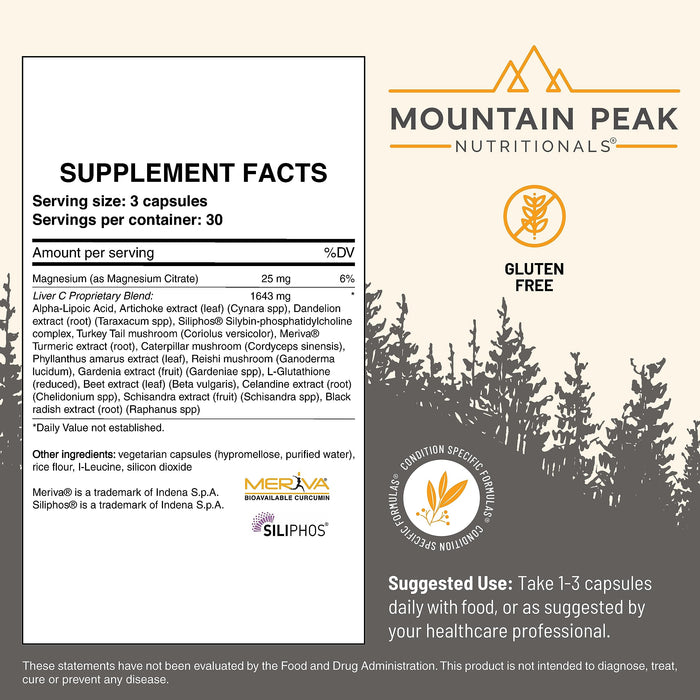 Mountain Peak Nutritionals Liver C - Liver Support & Detox Supplement -90 Vegetarian Capsules