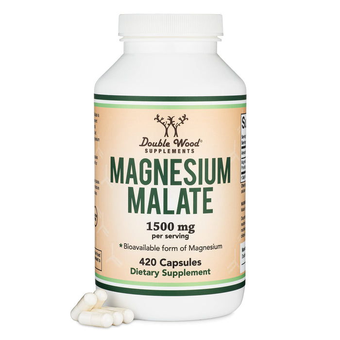 Double Wood Supplements Magnesium Malate Capsules 420 Count 1500mg Srg