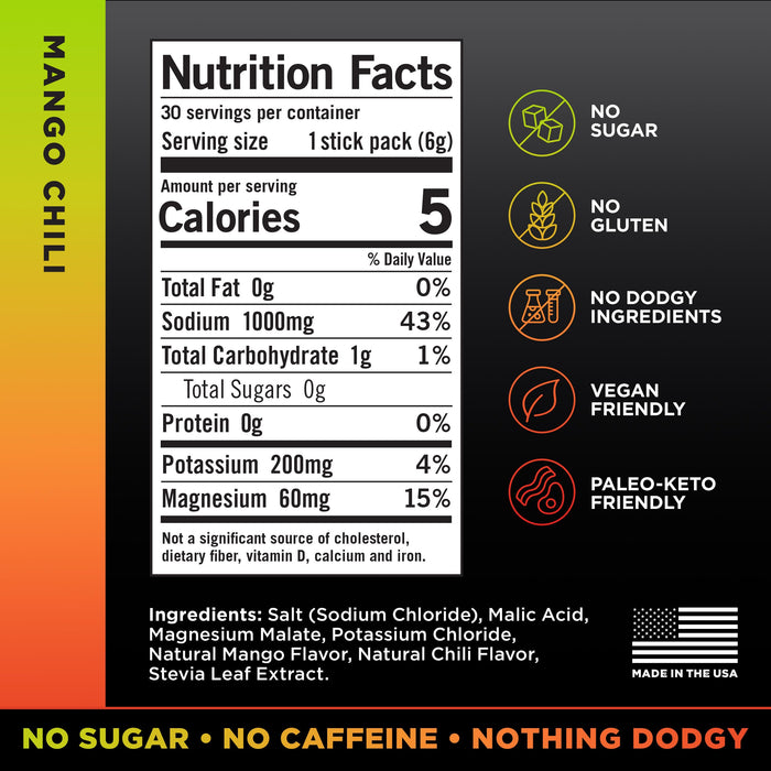 LMNT Zero Sugar Electrolytes Mango Chili Salt 30 Count