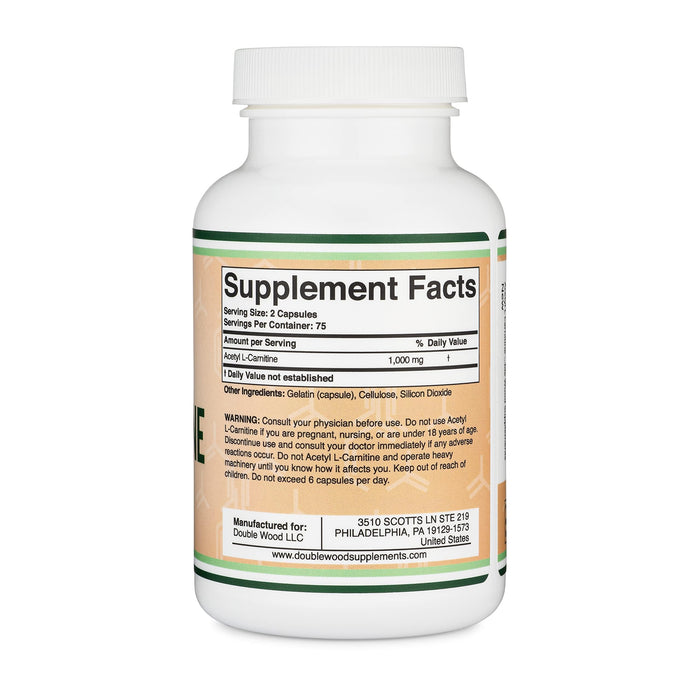 Double Wood Acetyl L-Carnitine 1,000mg Per Serving 150 Capsules