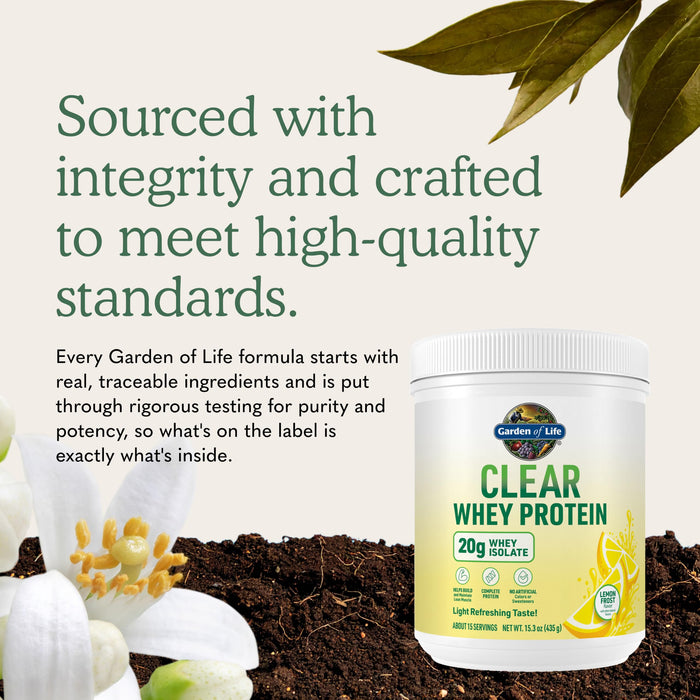 Garden of Life Clear Whey Protein Powder Lemon Frost Flavored, 15.3 oz