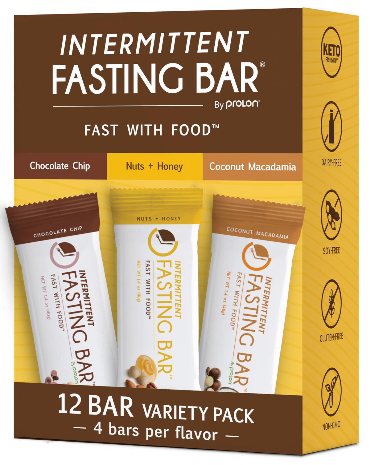 Fast Protein Bar ProLon Fast Bars 12 Ct Variety Pack Keto, Gluten Free, Dairy Free, Pla ...