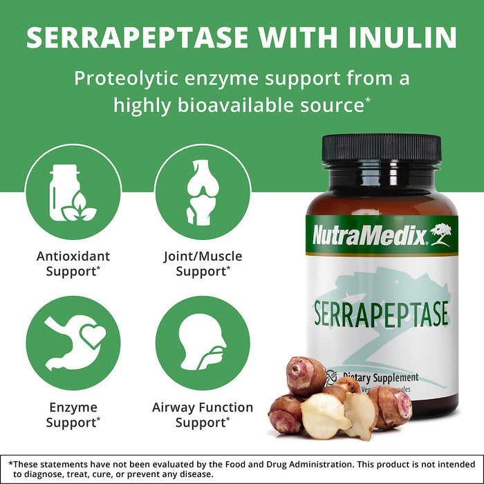 NutraMedix Serrapeptase with Inulin, 120 Capsules