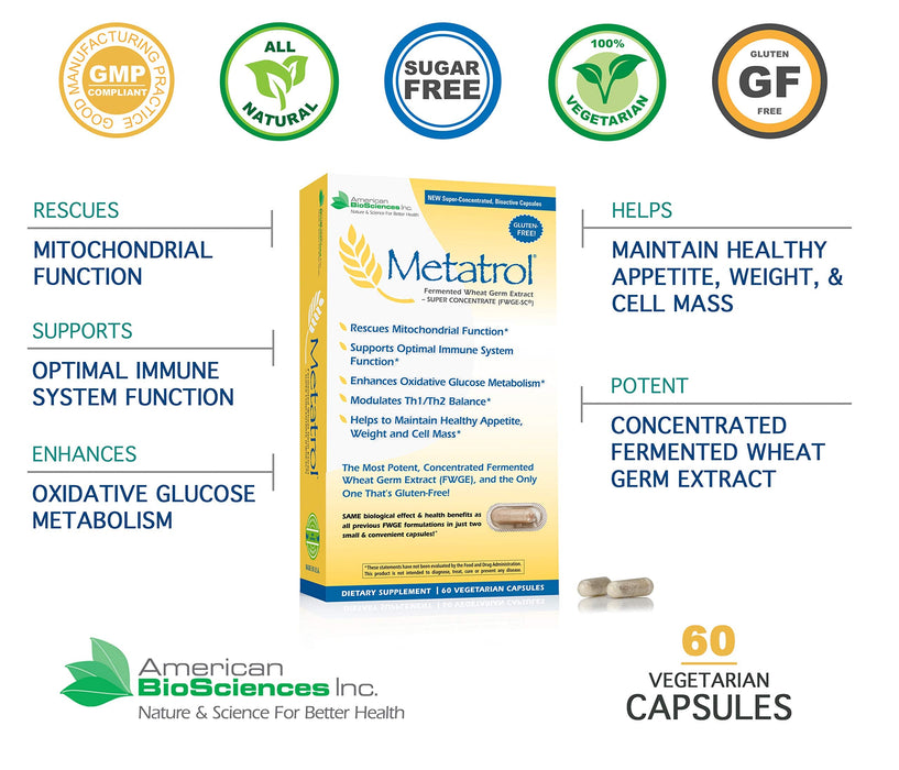 American BioSciences Metatrol,  60 Vegetarian Capsules, 41mg of FWGE-SC per Serving (1)