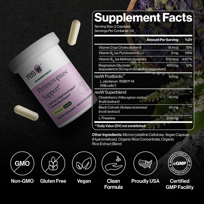 ResBiotic resW Perimenopause Postbiotic Supplement for Women  60 Capsules