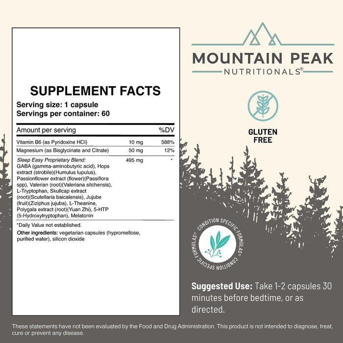 Mountain Peak Nutritionals Sleep Easy - Sleep Support Supplement 60 Capsules