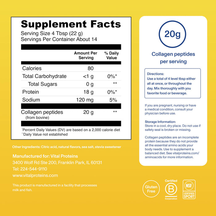 Vital Proteins Collagen Peptides Powder 14 Servings Lemon