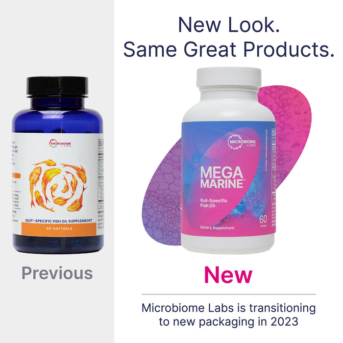 Microbiome Labs MegaMarine Omega 3 Fish Oil Supplements - 60 Softgels