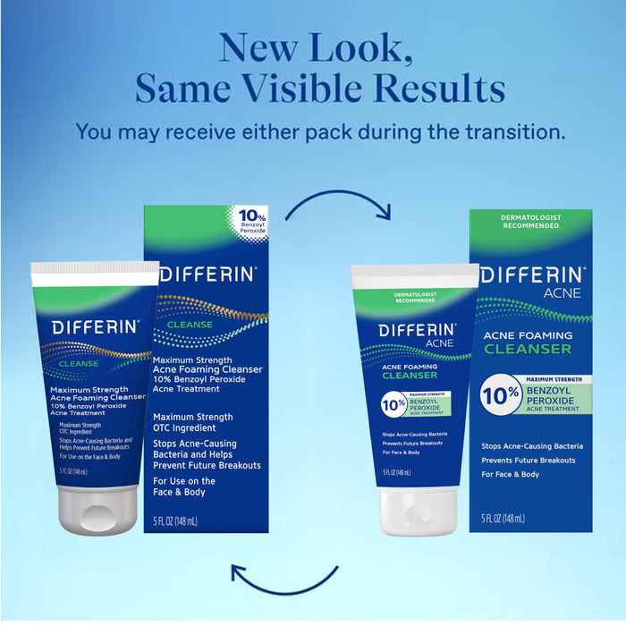 Differin Acne Foaming Cleanser with 10% Benzoyl Peroxide 5 oz.