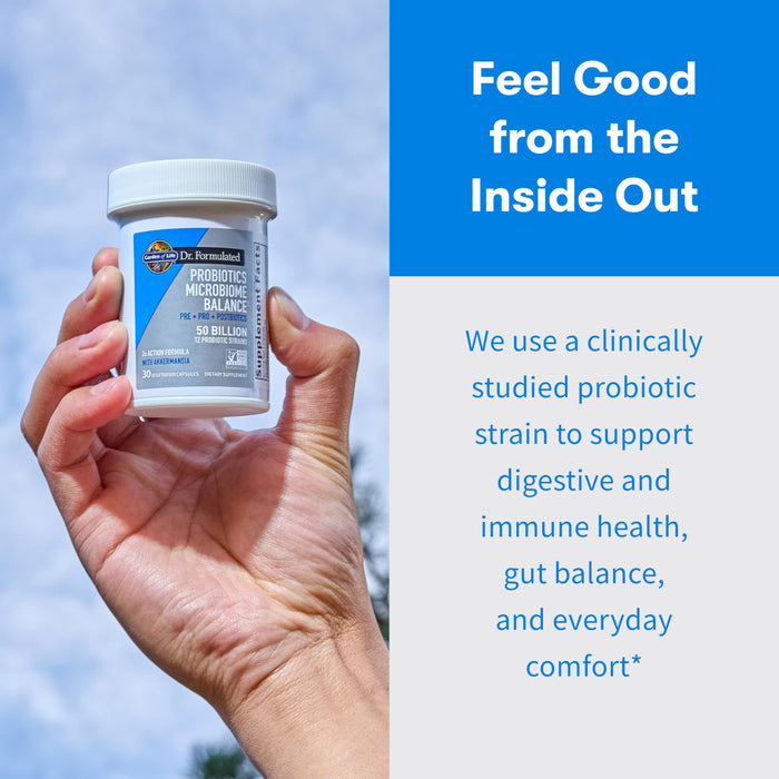 Garden of Life Dr. Formulated Microbiome Balance – 12 Probiotic Strains, 30 Vegetarian Caps