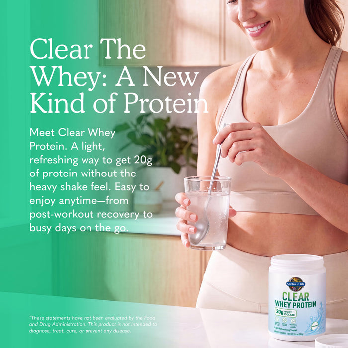 Garden of Life Clear Whey Protein Powder, Unflavored, 13.8oz