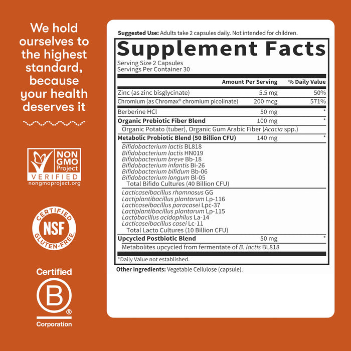 Garden of Life Dr. Formulated Glucose Support Probiotics with - 60 Vegetarian Capsules