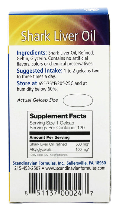 Shark Liver Oil by Scandinavian Formulas 500 mg 120 Gel caps