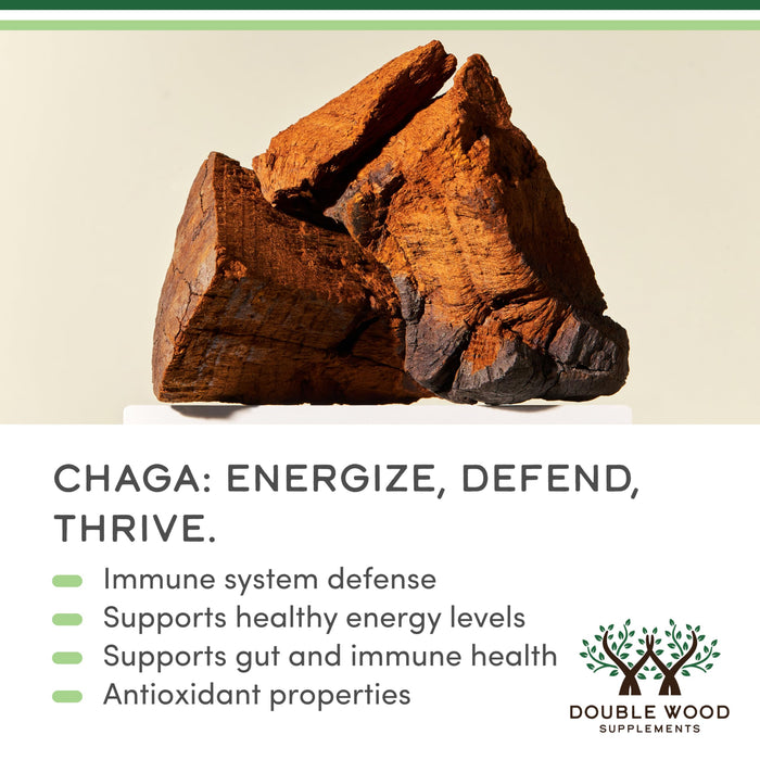 Double Wood Chaga Mushrooms Capsules 120 Count
