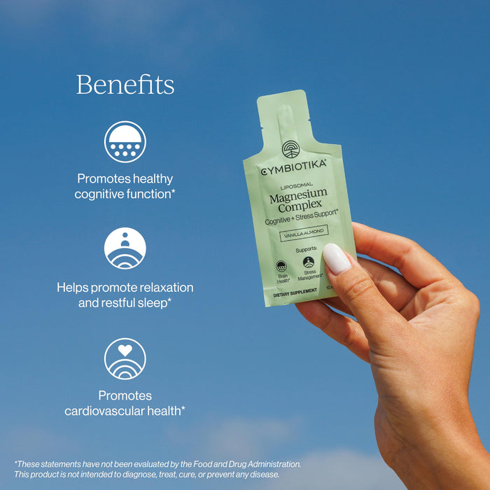 Cymbiotika Liposomal Magnesium Complex 3-in-1 Formula – Vanilla Almond 10 mL Pouches (28 Count)