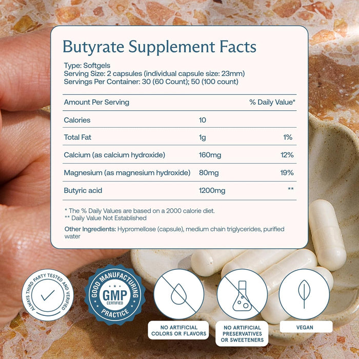 BodyBio Butyrate with Calcium & Magnesium 100 Capsules