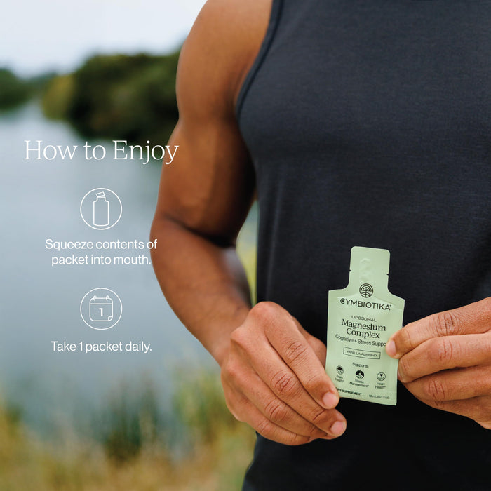 Cymbiotika Liposomal Magnesium Complex 3-in-1 Formula – Vanilla Almond 10 mL Pouches (28 Count)