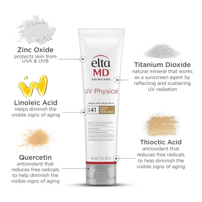 EltaMD UV Physical Tinted Face Sunscreen SPF 41 3.0 oz Tube