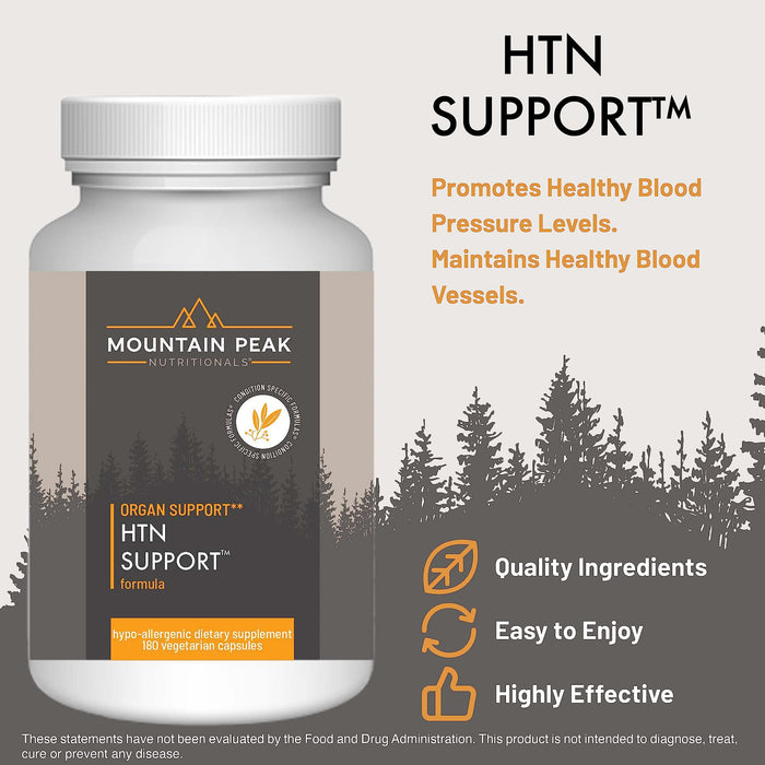 Mountain Peak Nutritionals HTN Blood Pressure Support Supplement for Heart & Circulation Health - 180 Vegetarian Capsules