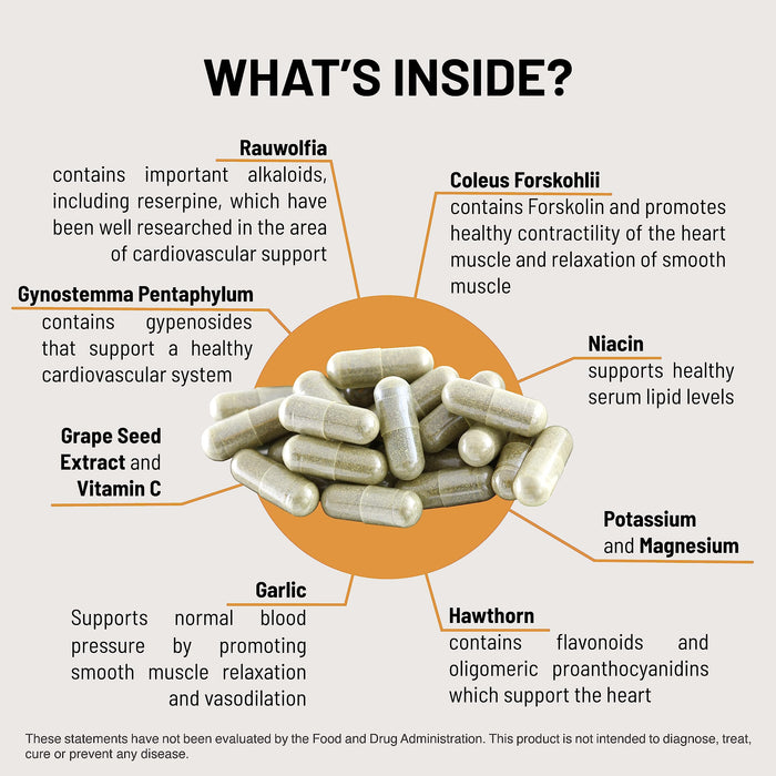 Mountain Peak Nutritionals HTN Blood Pressure Support Supplement for Heart & Circulation Health - 90 Vegetarian Capsules