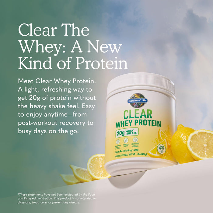 Garden of Life Clear Whey Protein Powder Lemon Frost Flavored, 15.3 oz