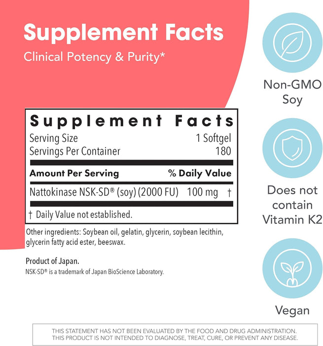 Allergy Research Group Nattokinase NSK-SD 100mg 180 Softgels