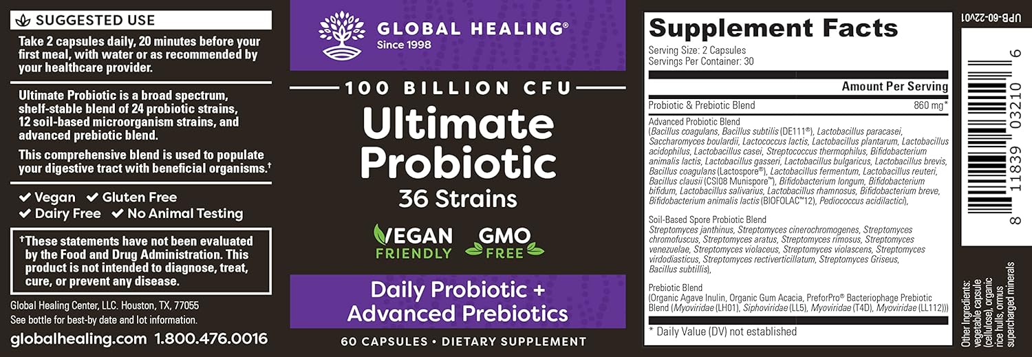 Global Healing Ultimate Probiotic Blend Supplement (Floratrex) 60 Capsules