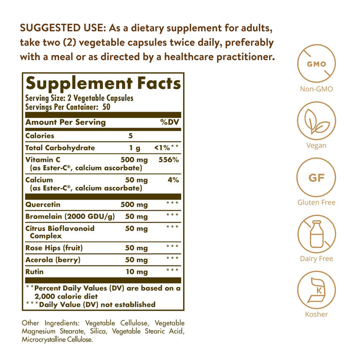 Solgar Quercetin Complex with Ester-C Plus 100 Vegetable Capsules