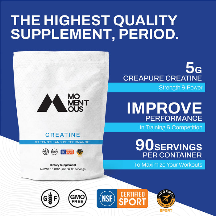 Momentous Creatine Monohydrate Powder 15.8 OZ 90 servings