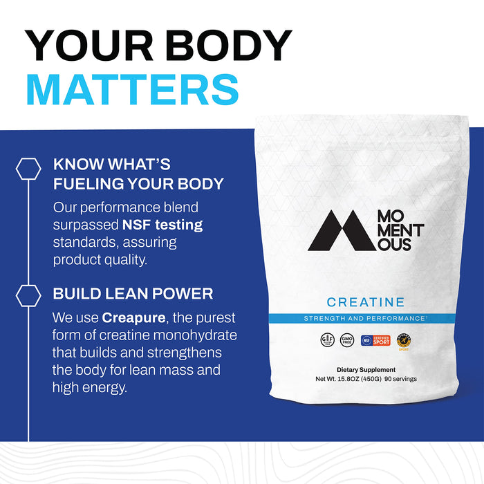 Momentous Creatine Monohydrate Powder 15.8 OZ 90 servings