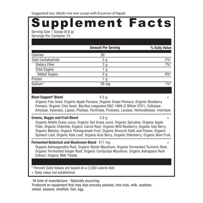 Ancient Nutrition Organic Super Greens Bloat Relief  25 Servings