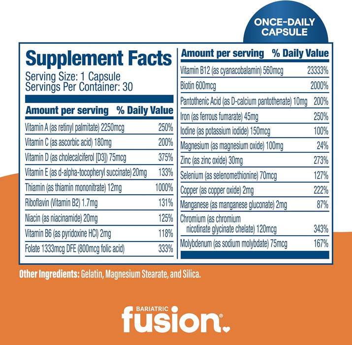 Bariatric Fusion One Per Day Multivitamin with Iron 30 Capsules
