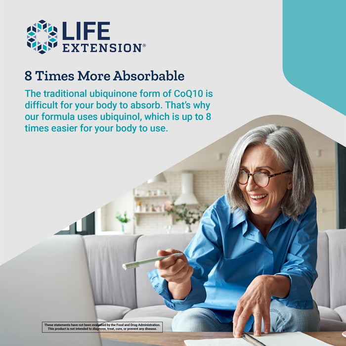 Life Extension Super Ubiquinol CoQ10 100 mg w/Mitochondrial Support 60 Softgels