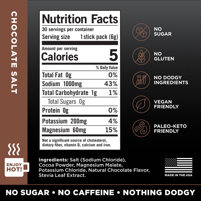 LMNT Zero Sugar Chocolate Salt Drink Mix 30 Count