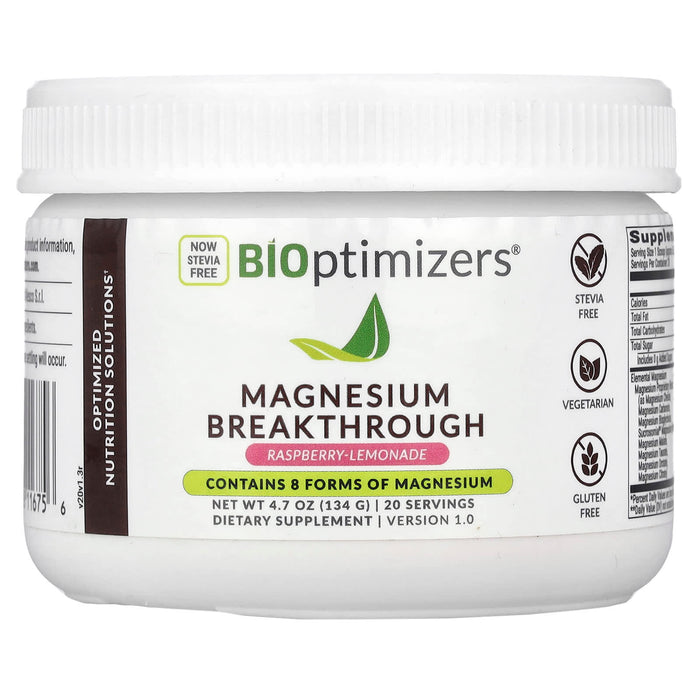BiOptimizers Magnesium Breakthrough Drink Raspberry Lemonade 20 Serving