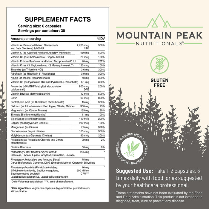 Mountain Peak Nutritionals Ultra High Multivitamin for Men & Women - 180 Vegetarian Capsules