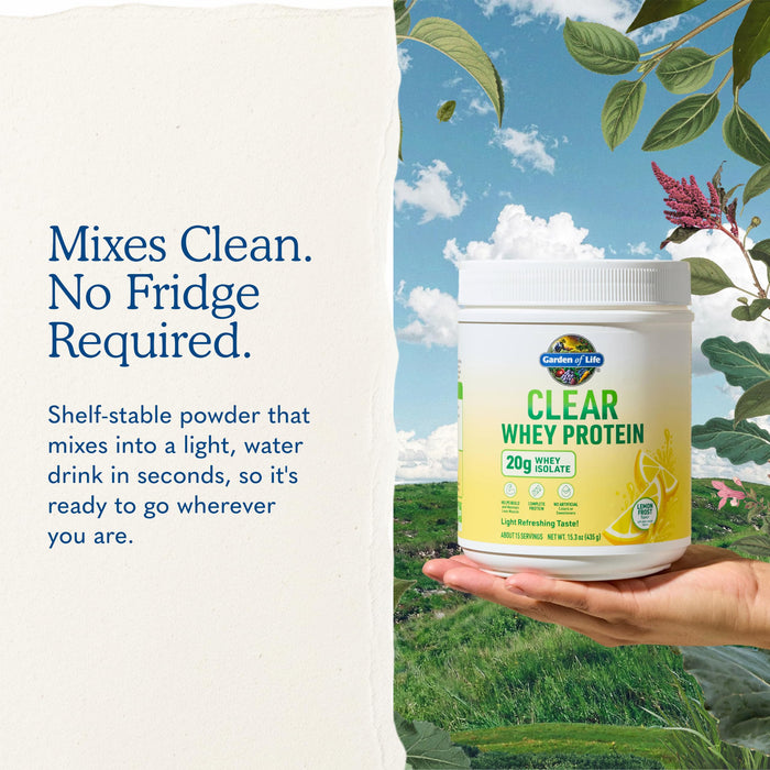 Garden of Life Clear Whey Protein Powder Lemon Frost Flavored, 15.3 oz