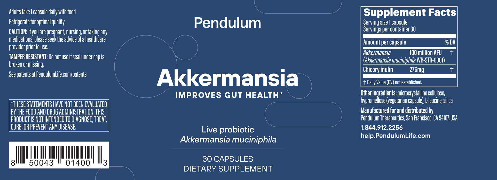 Pendulum Akkermansia 30 Capsules Live Probiotic Supplement