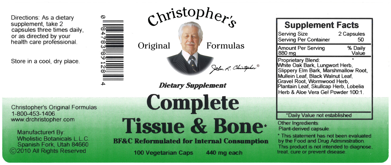 Dr. Christopher's Complete Tissue and Bone Formula 100 Capsules