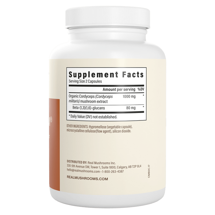 Real Mushrooms Cordyceps Immune Support Vegan Supplement, Non-GMO, 120 Capsules