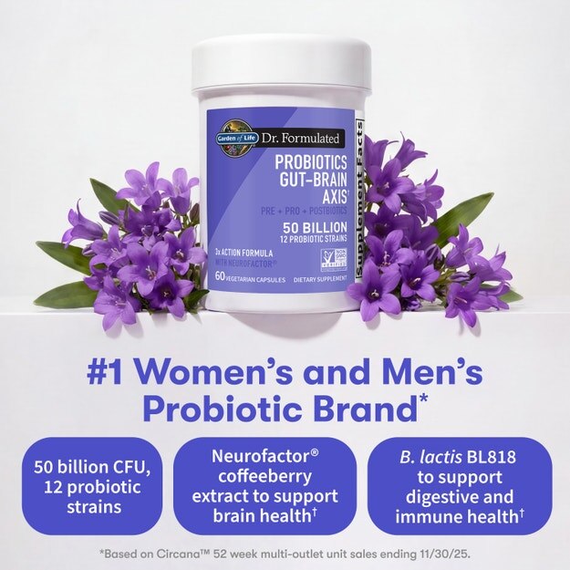 Garden of Life Probiotics Gut-Brain Axis, 60 Vegetarian Capsules