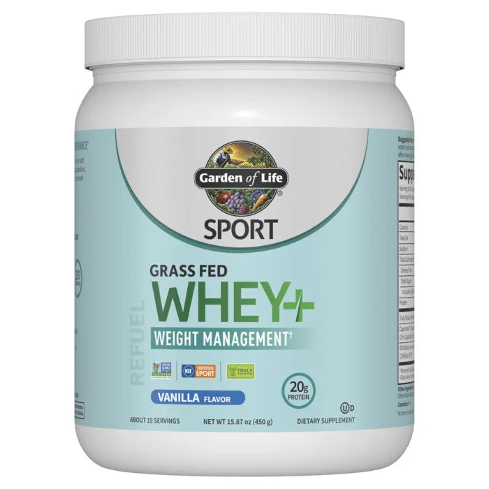 Garden of Life SPORT Grass Fed Whey Plus Weight Management 15.87oz, 450g