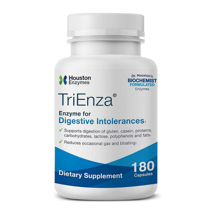 Houston Enzymes TriEnza 180 Capsules Broad-Spectrum Enzymes for Digestive Intolerances