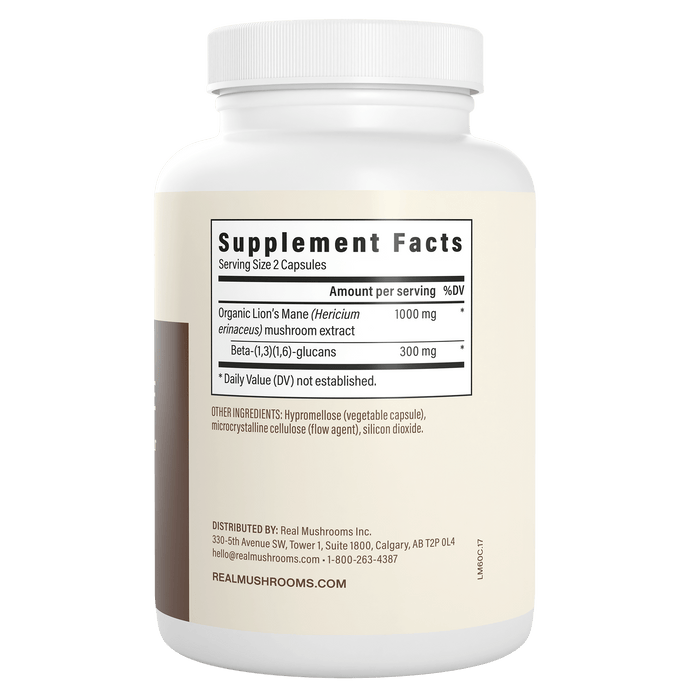 Real Mushrooms Lion’s Mane Mushroom Extract Capsules 300 Caps