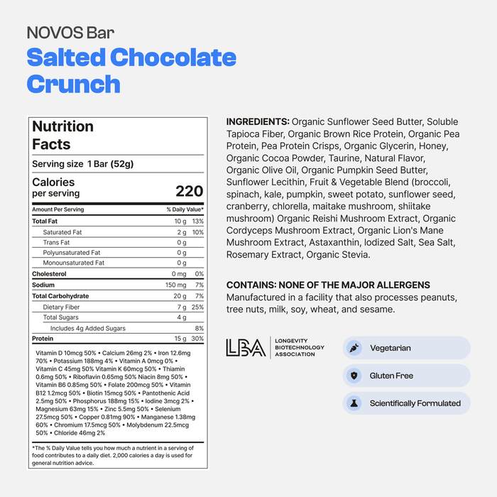 NOVOS Bar -Salted Chocolate Crunch 12 Servings