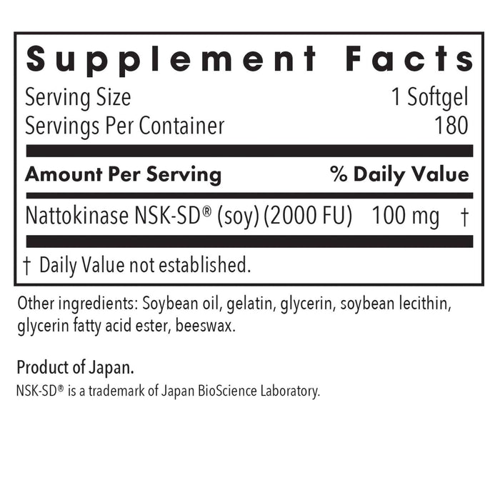 Allergy Research Group Nattokinase NSK-SD 100mg 60 Softgels