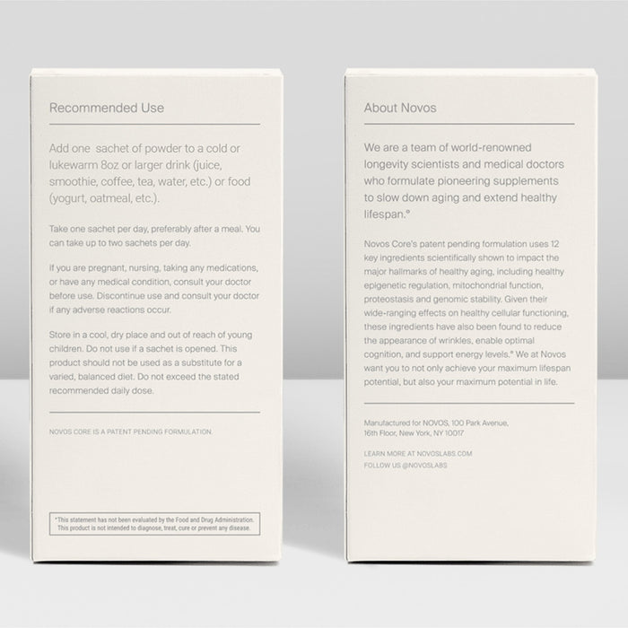 NOVOS Core Breakthrough Longevity Formulation Tropical Passion Flavor 30 Packets